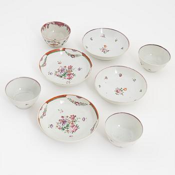 Koppar, 12 stycken, fat, 12 stycken, porslin, Kina, Qingdynastin, Qianlong (1736-95).