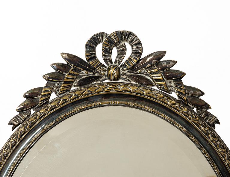 A silver plated table mirror, Gustavian style, 20th Century.