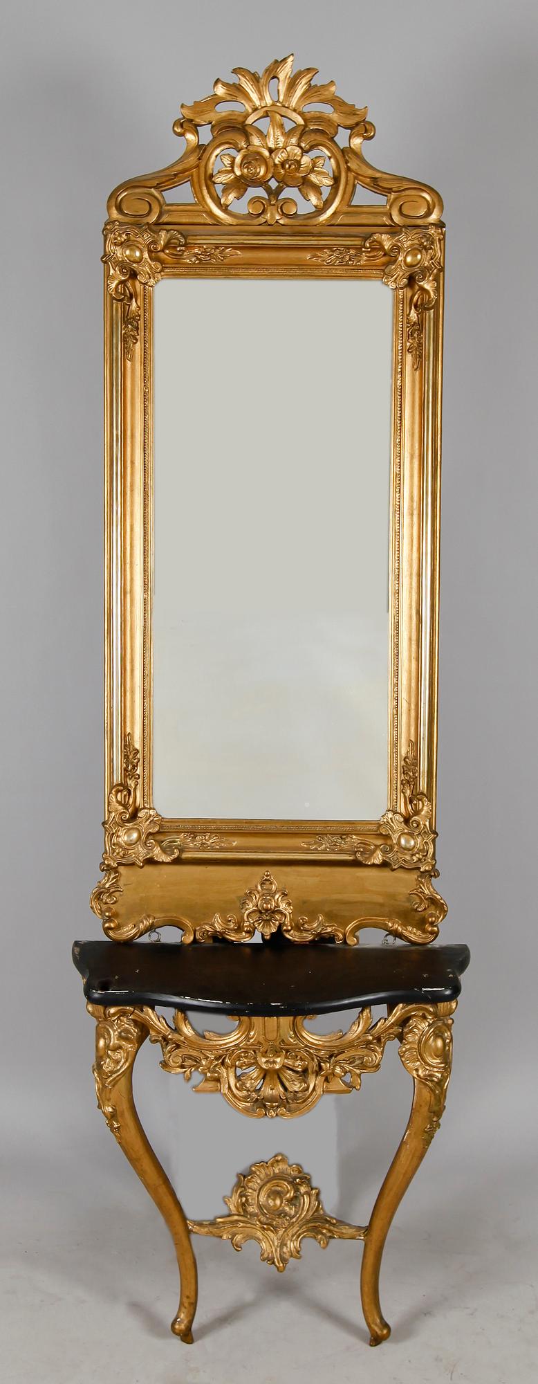 SPEGEL MED TRYMÅ, rokokostil, sent 1800-tal.