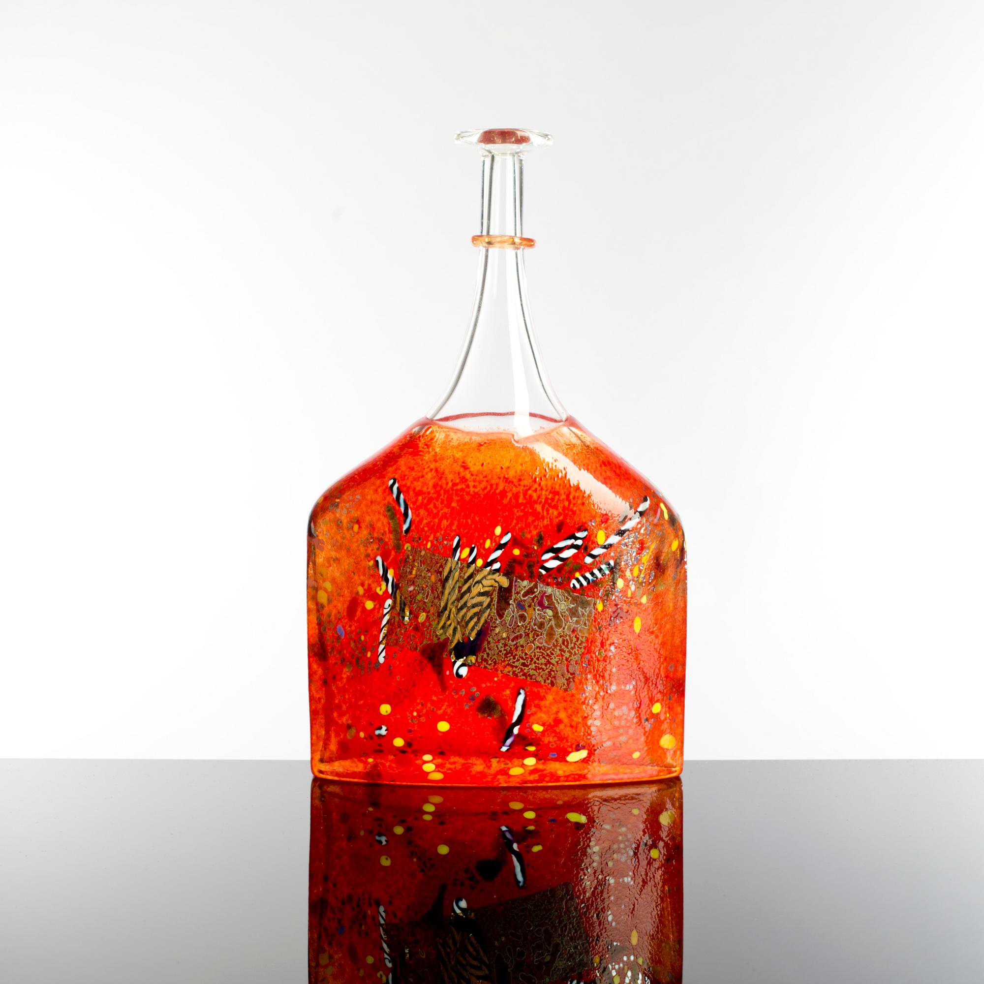 FLASKA, glas,"Satellite", Bertil Vallien, Kosta Boda, 1990-tal.