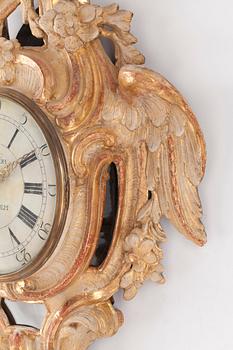 A Swedish Rococo 18th century wall clock by I. Ekström.