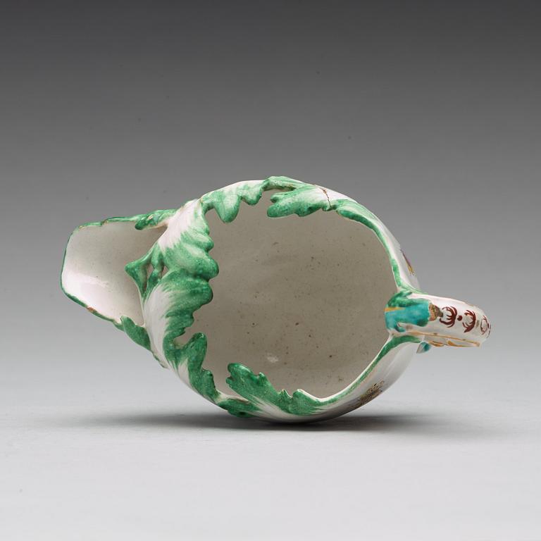 A Swedish faience Rörstrand sauce boat, 18th Century.