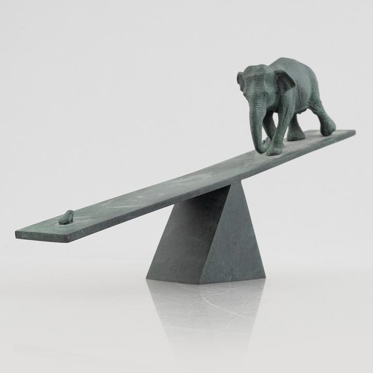 Owe Gustafson, Elephant and frog on a seesaw.