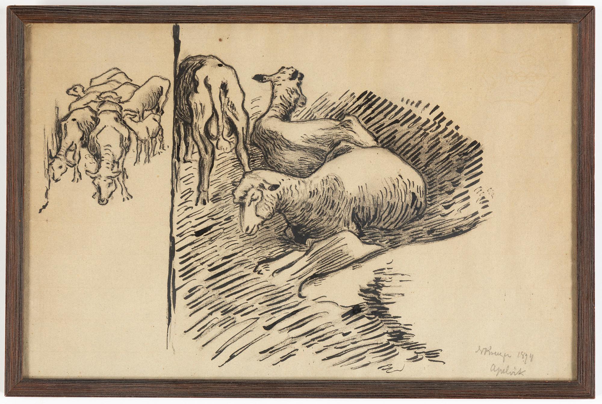 Nils Kreuger, indian ink and pencil on paper, signed NKreuger and dated Apelvik 1894.
