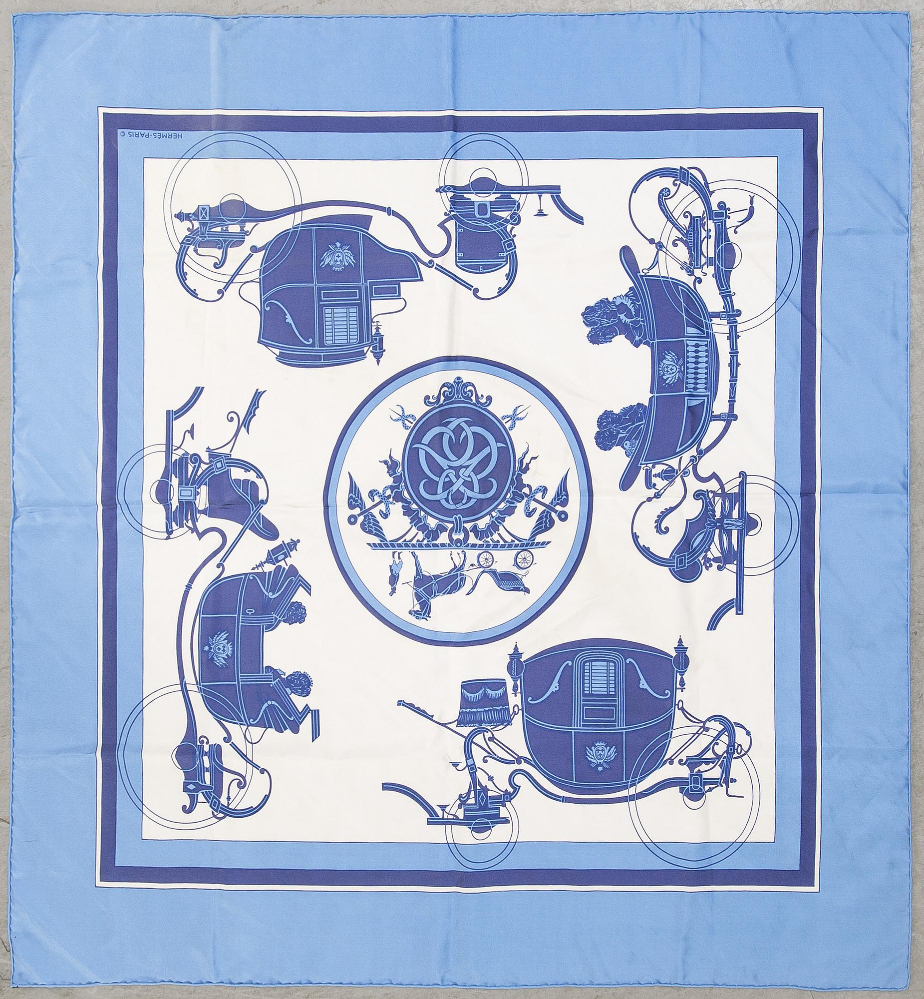 Hermès, two silk scarves.