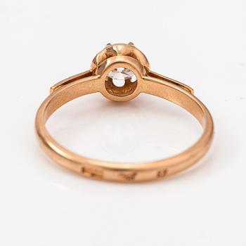 A 14K gold ring with a ca. 0.48 ct diamond. Soviet union.