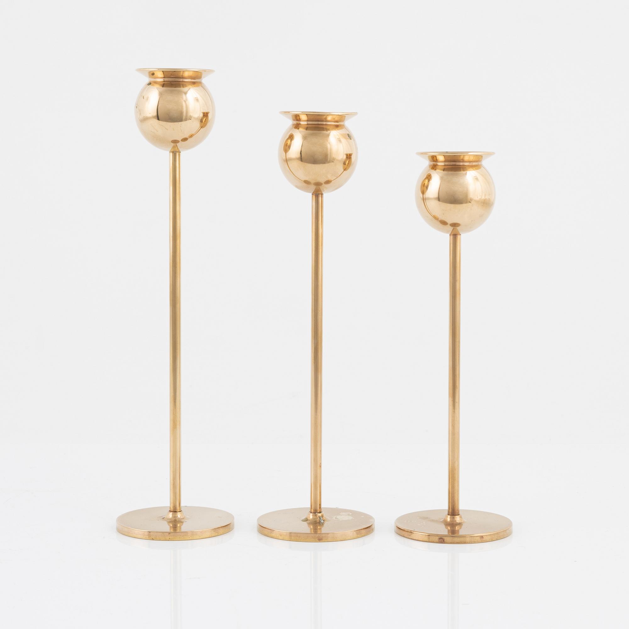 Pierre Forssell, three 'Tulpan' candlesticks, Skultuna Bruk, Sweden.