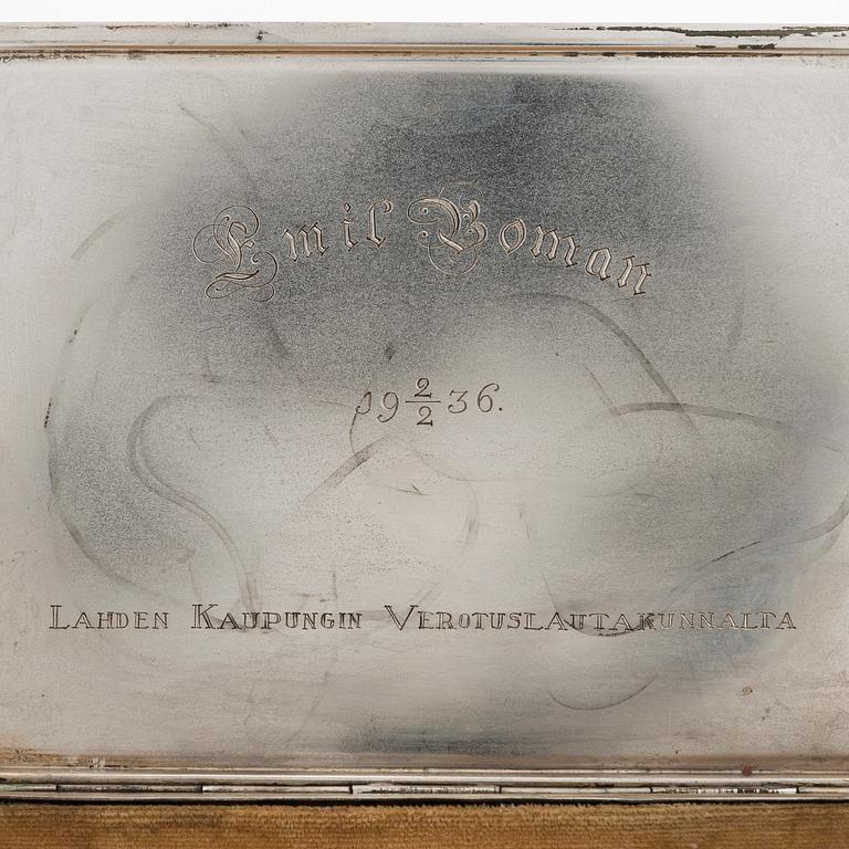 A 20th century silver cigar box, with Finnish import marks, Brødrene Lohne, Bergen.