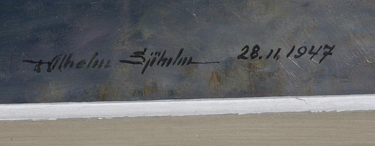 WILHELM SJÖHOLM, olja på pannå. Sign o dat 1947.