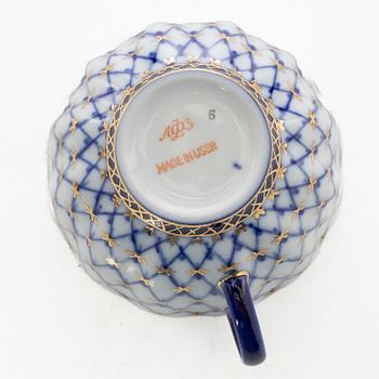 Coffee and tea service, 32 pieces, "Cobalt Net", Lomonosov, Soviet Union.