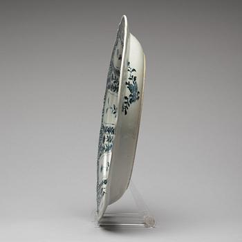 A blue and white dish, Qing dynasty, Qianlong (1736-95).