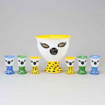 ULRICA HYDMAN-VALLIEN, a set of six handpainted glass egg