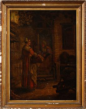 OKÄND KONSTNÄR, olja på pannå, osignerad, 1800-tal.