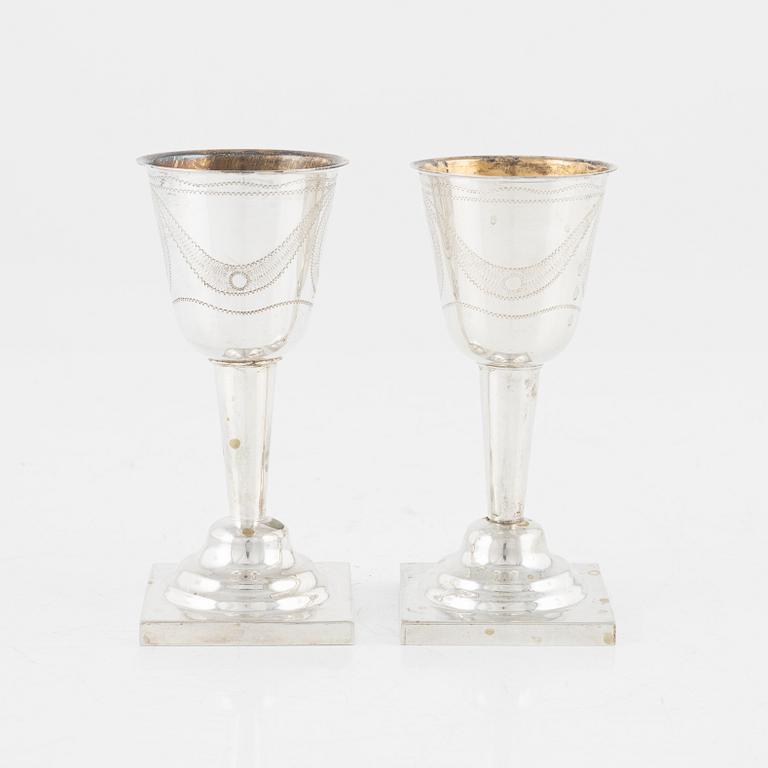 Vinkalkar, 12 st, silver, Svedboms Guldsmeds Ab Hov, Vetlanda, 1963.