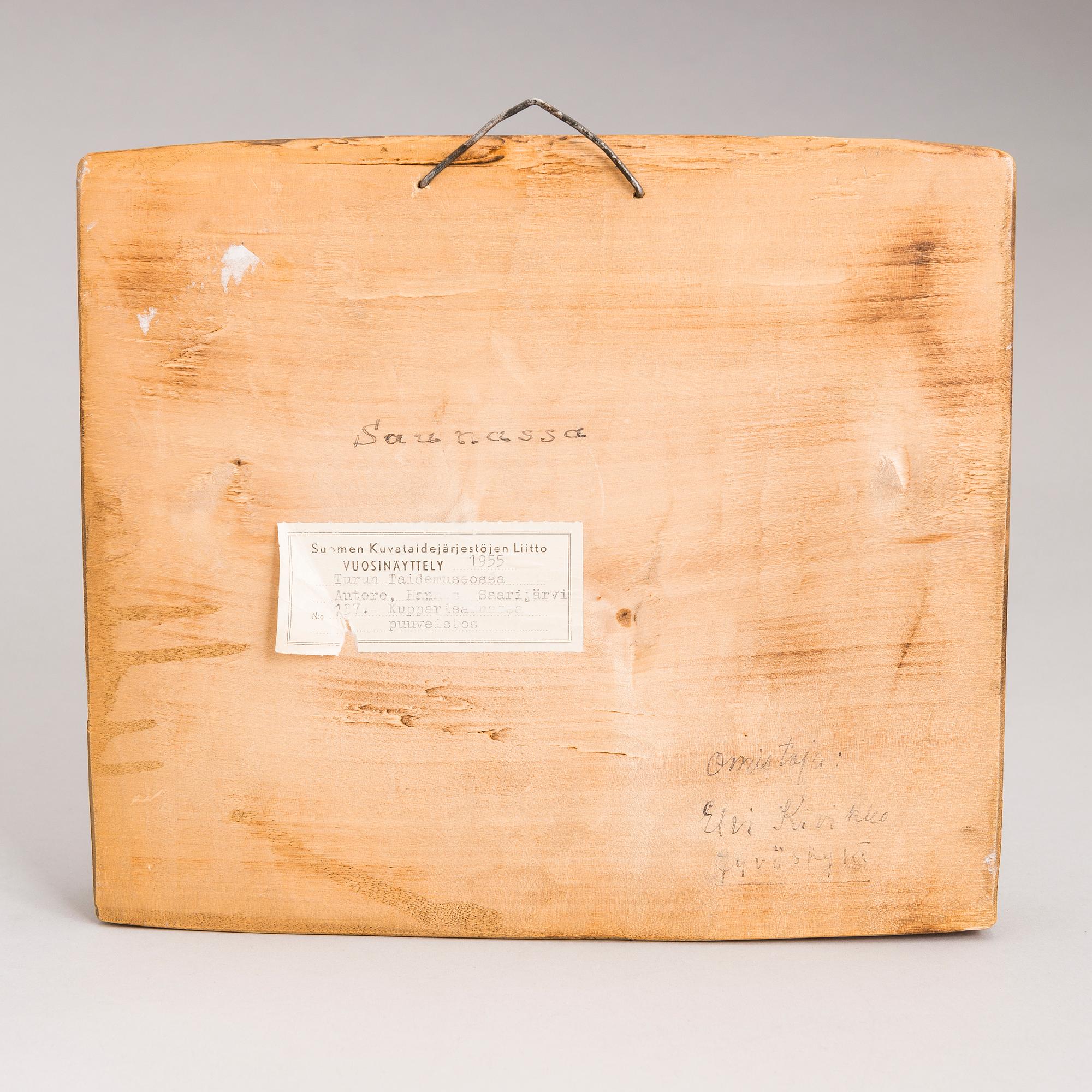 HANNES AUTERE, relief, wood, signed and dated 1955.