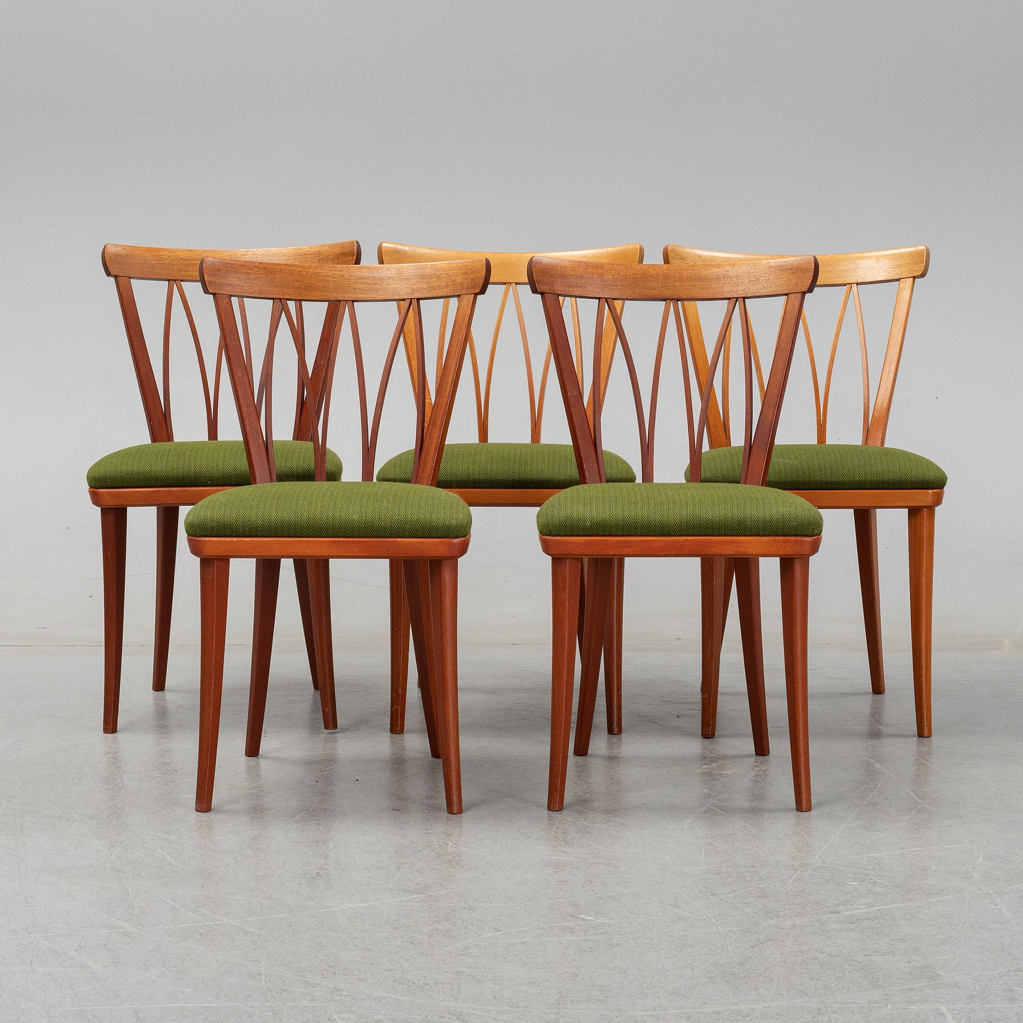 Carl Malmsten, a set of five chairs.