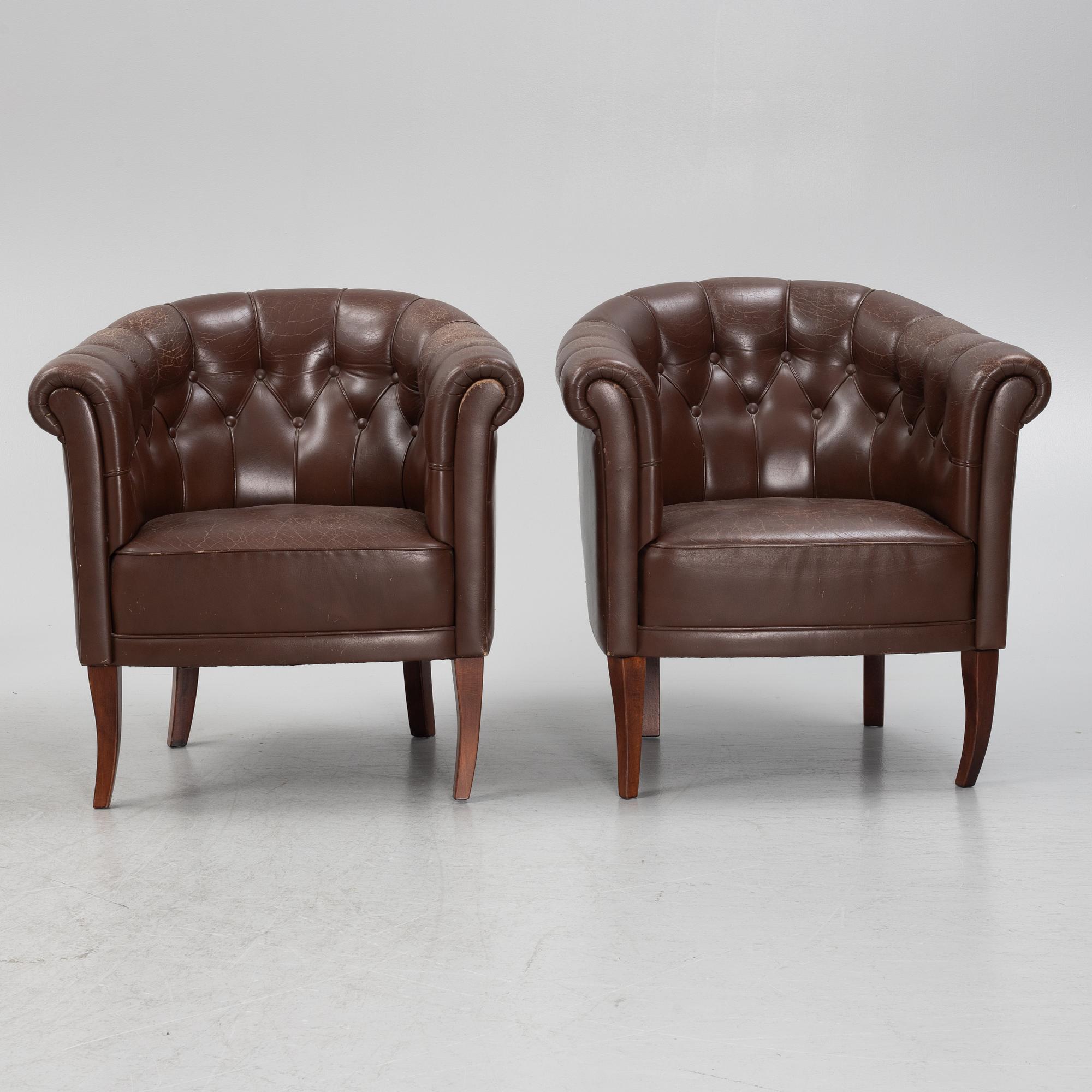 Four club chairs, late 20th century.