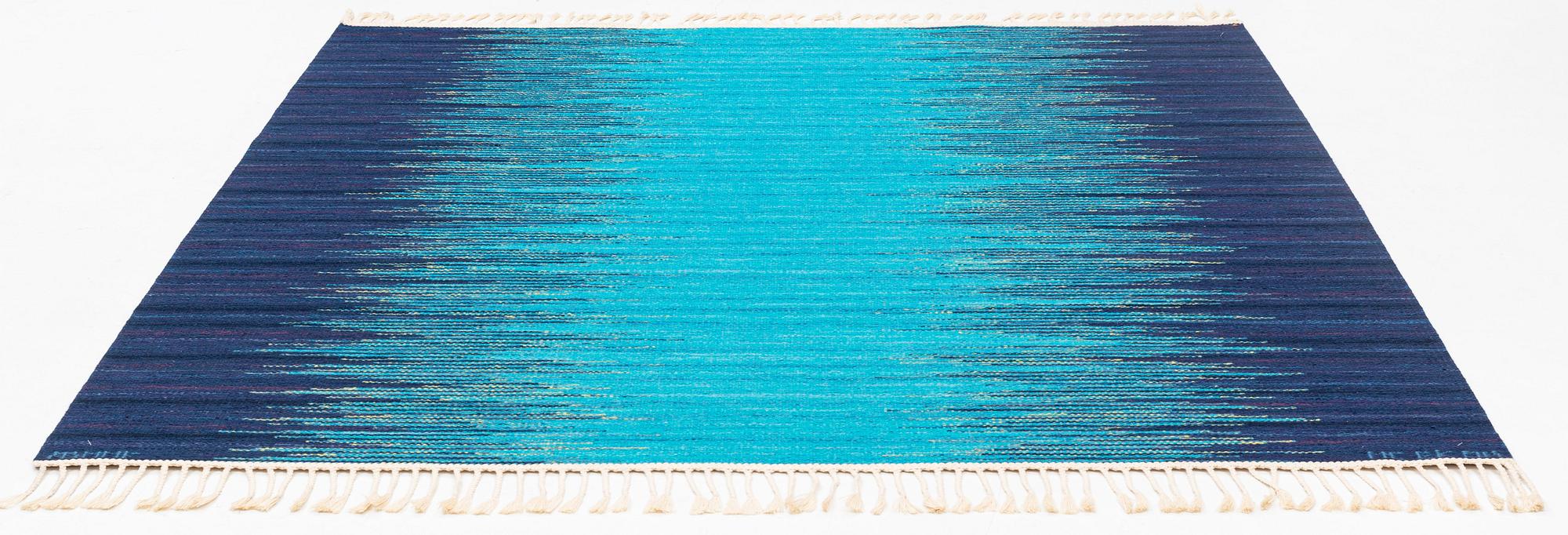 Claesson Koivisto Rune, a carpet, "Forell, Norrskensblå", flat weave, ca 223 x 212 cm, signed AB MMF MC EK OR.