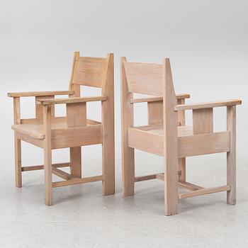 Four pine armchairs, Sweden, presumably mid20th century.