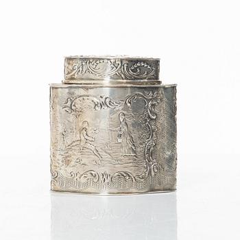 A sterling silver tea caddy, 20th Century.