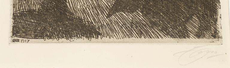 ANDERS ZORN, etsning, utförd 1917, signerad med blyerts.