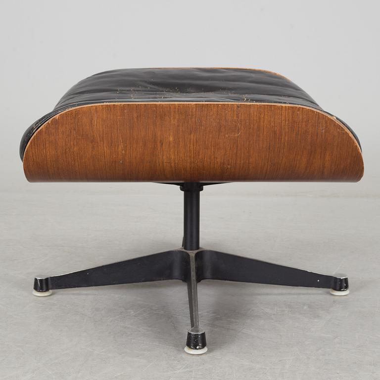 An easy chair and ottoman by Charles & Ray Eames, Herman Miller, USA, produced with licence by Hille, London.