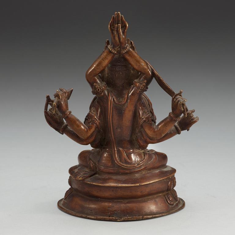 SHIVA, kopparlegering. Brahma/Mahadera, sannolikt Indien/Nepal, sent 1800-tal.