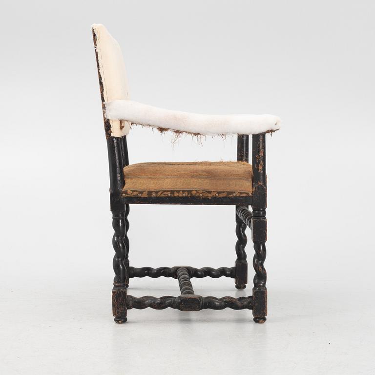 A Swedish Baroque open armchair, circa 1700.