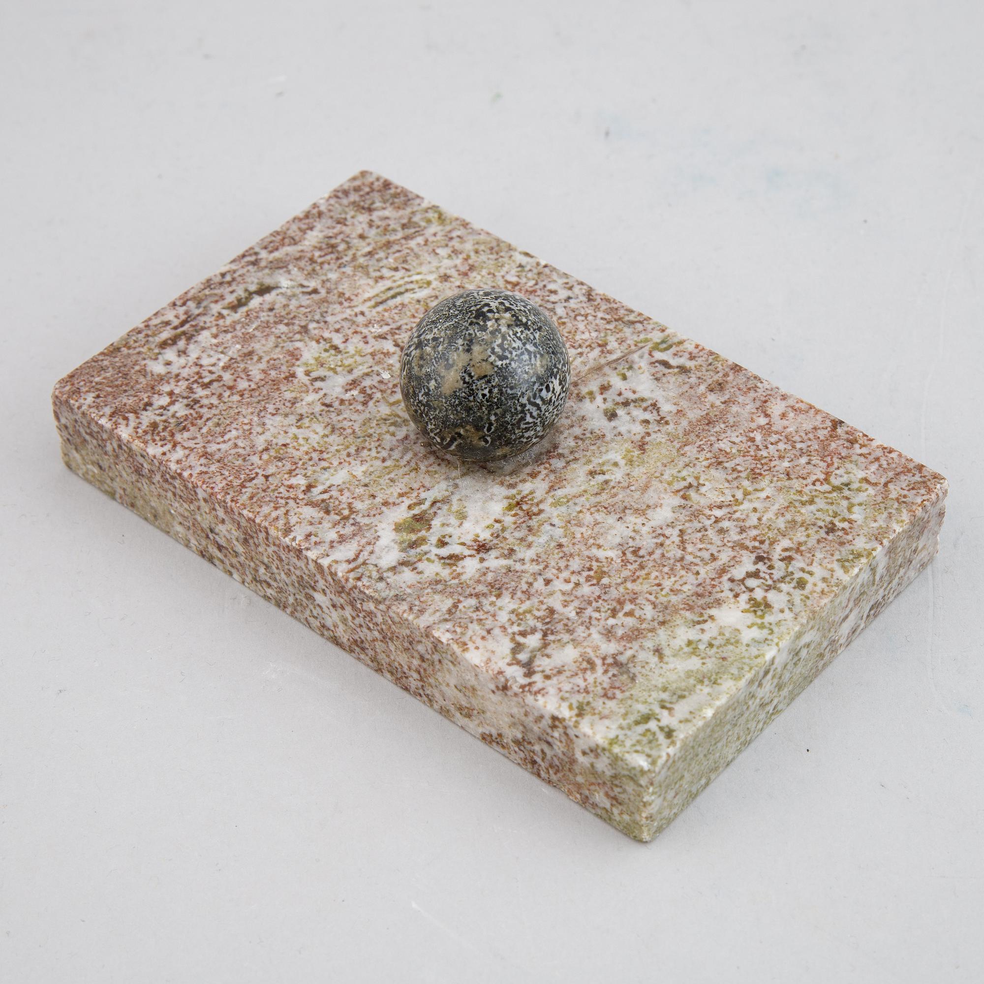 porphyry and marble paper weight.