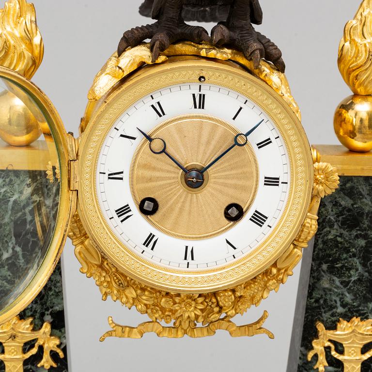 An Empire style table clock, late 19th century.