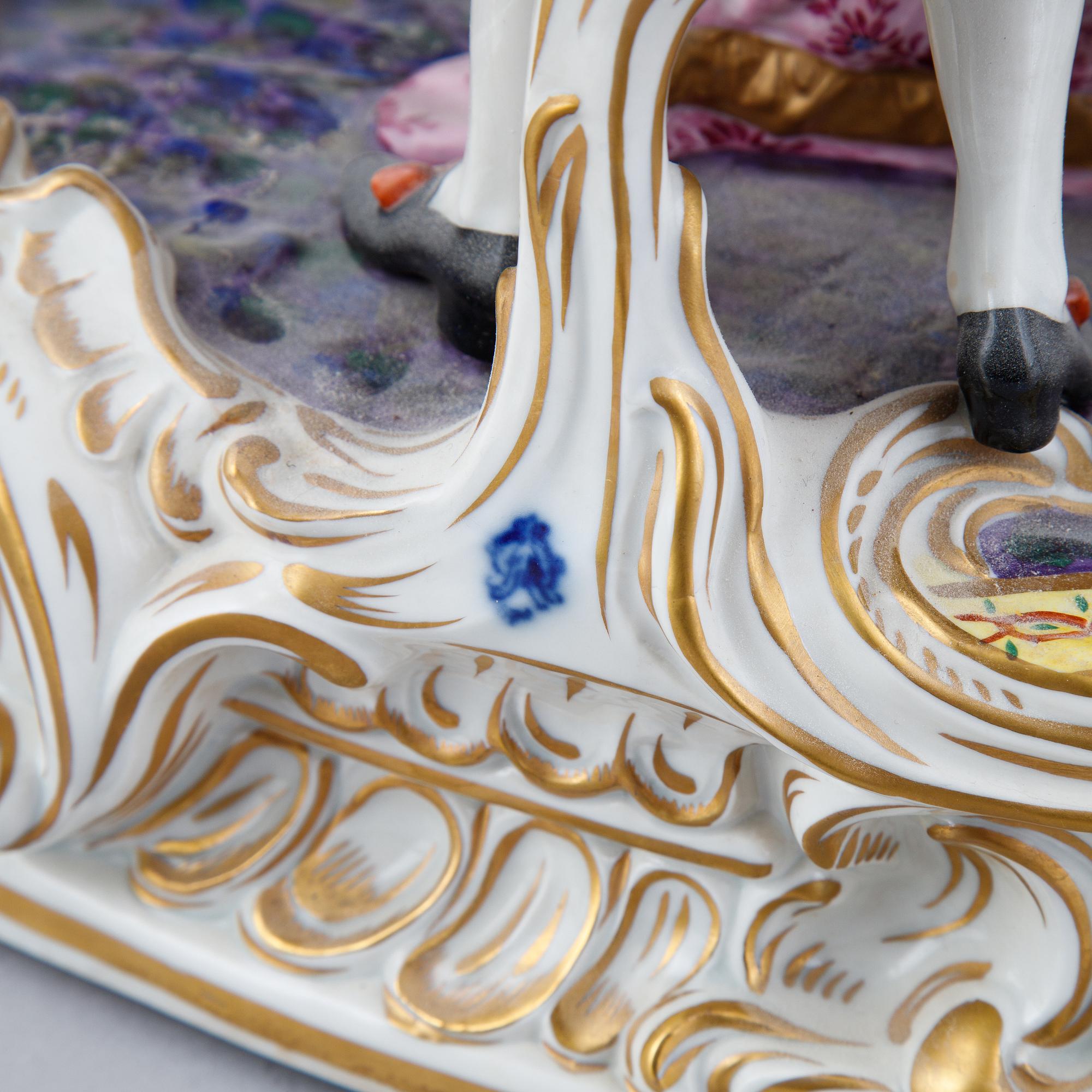 A Rococo style porcelain figurine group, Rudolstadt Volkstedt, Germany, early 20th Century.