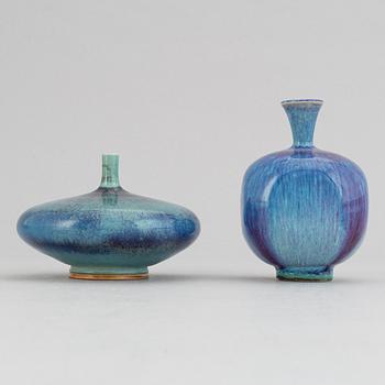 Berndt Friberg, two stoneware vases, Gustavsbergs studio, mid 20th Century.