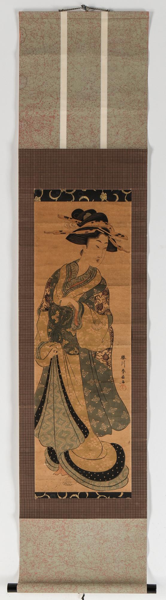 RULLMÅLNINGAR, 3 st, på papper, Japan 1900-tal.