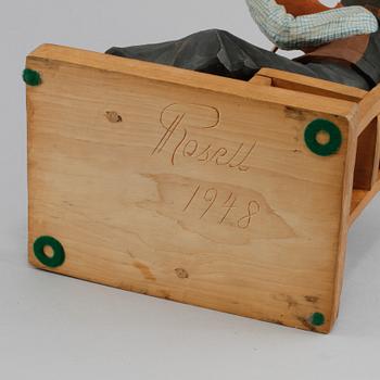 HERMAN ROSELL, träfigur, signerad och daterad 1948.