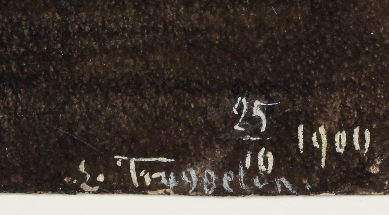 ERIK TRYGGELIN, blandteknik på papper, sign o dat 25/10 1900.