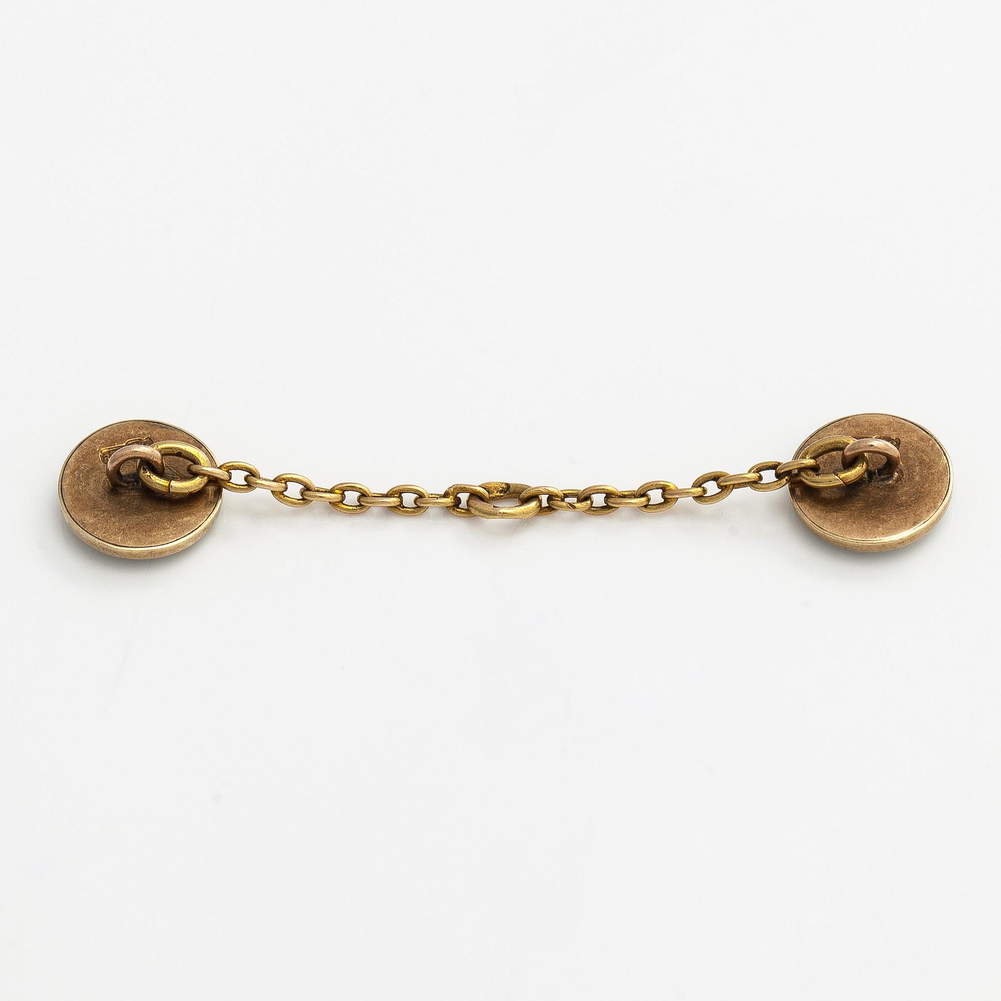 Kultanapit, 14K (56) kultaa, emalia, Pietari, vuosidan vaihde 1800/1900.