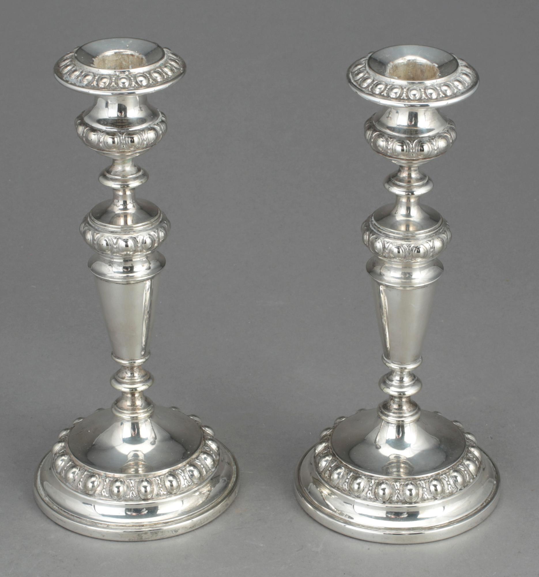 LJUSSTAKAR, nysilver, WMF, omkring sekelskiftet 1900.
