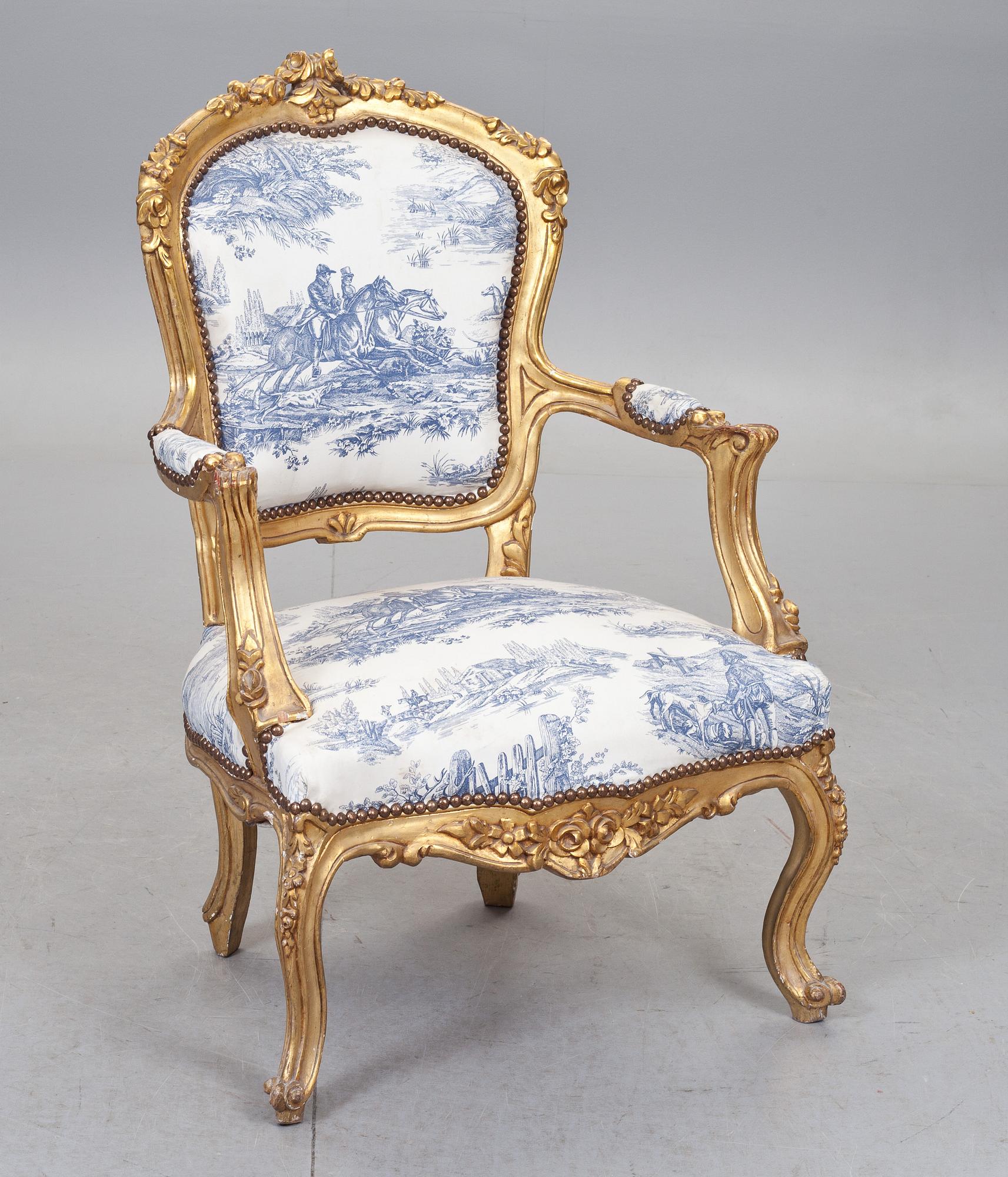 KARMSTOL, rokokostil, 1900-talets andra hälft.