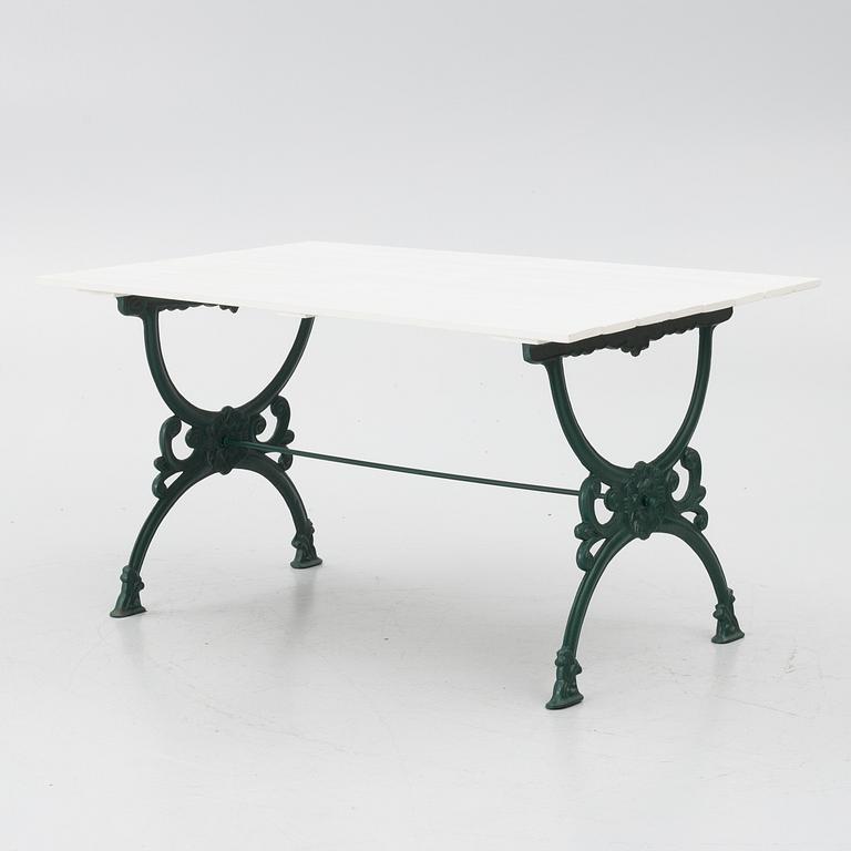 Garden bench, armchair and table, 20th century.