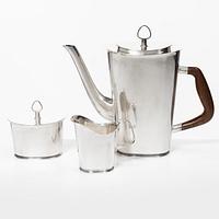 A three piece silver coffee-set, design Vera Ferngren, Guldsmedsaktiebolaget, Stockholm, Sweden 1964-1967.