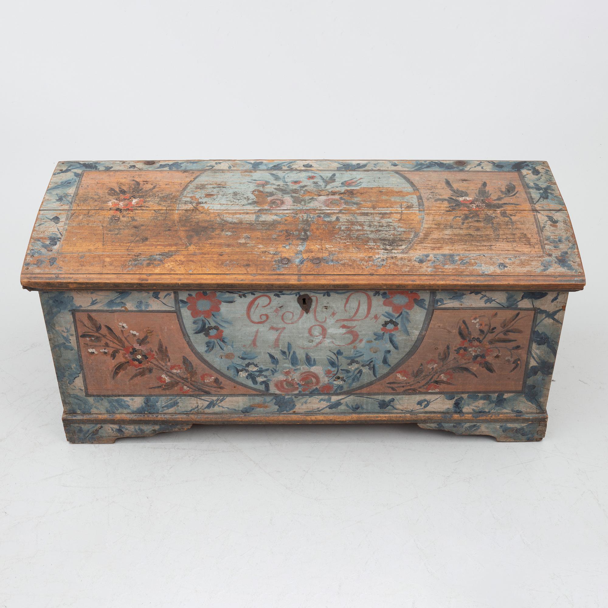 Chest, folk art, dated 1793.