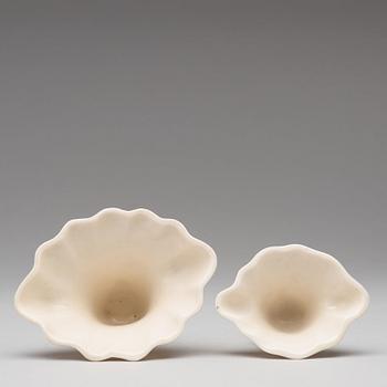 Two blanc de chine rhinoserous libation cups, Qing dynasty, Kangxi (1662-1722).