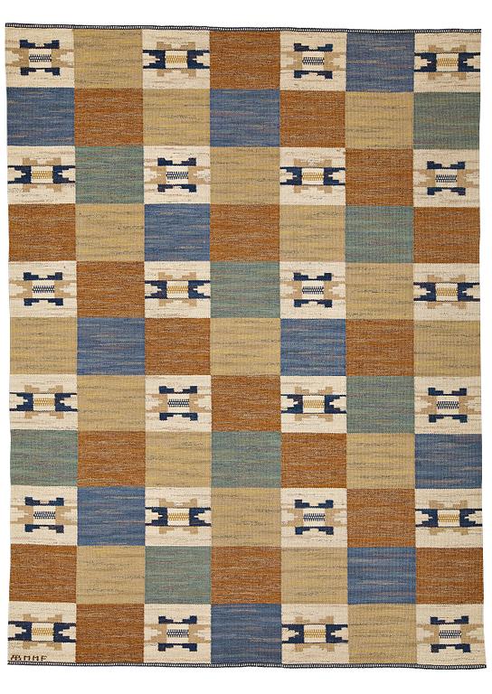 Märta Måås-Fjetterström, MATTA, "Rutmattan med blått", rölakan, ca 297 x 217,5 cm, signerad AB MMF.