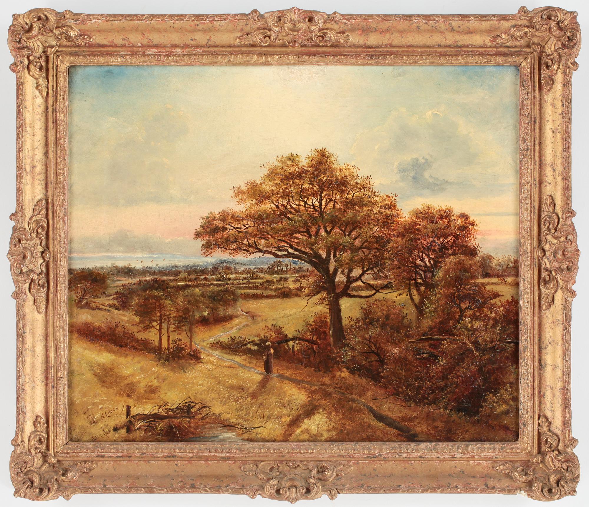 OKÄND KONSTNÄR, olja på duk, 1800-tal. Sign H Enson.