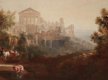 Nicolas Poussin In the manner of the artist, Bacchanal outside an antique city.