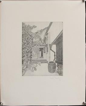 GUSTAF ISANDER, torrnål, sign och dat 1920.