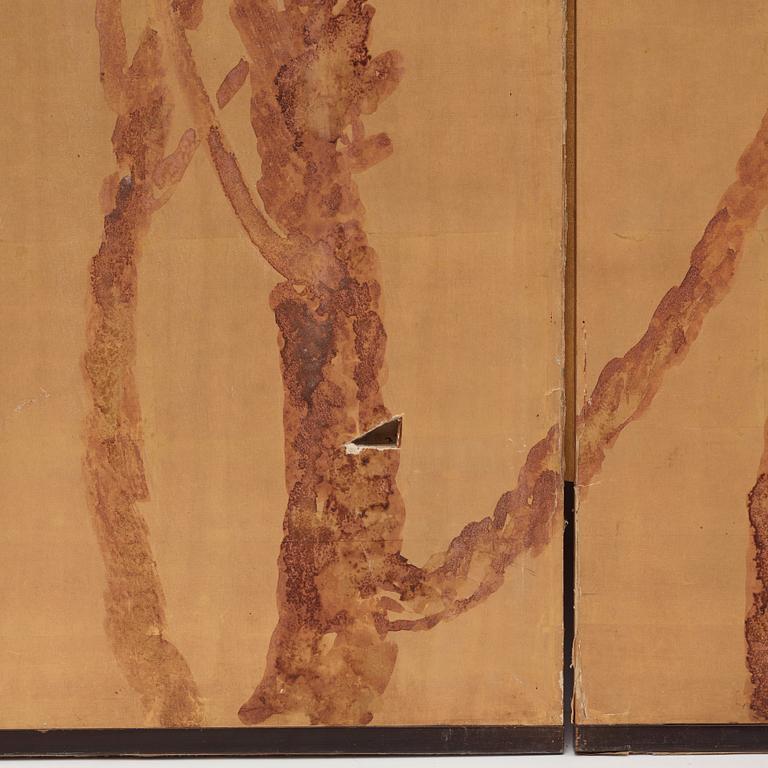 A Japanese six fold screen, early 20th Century.