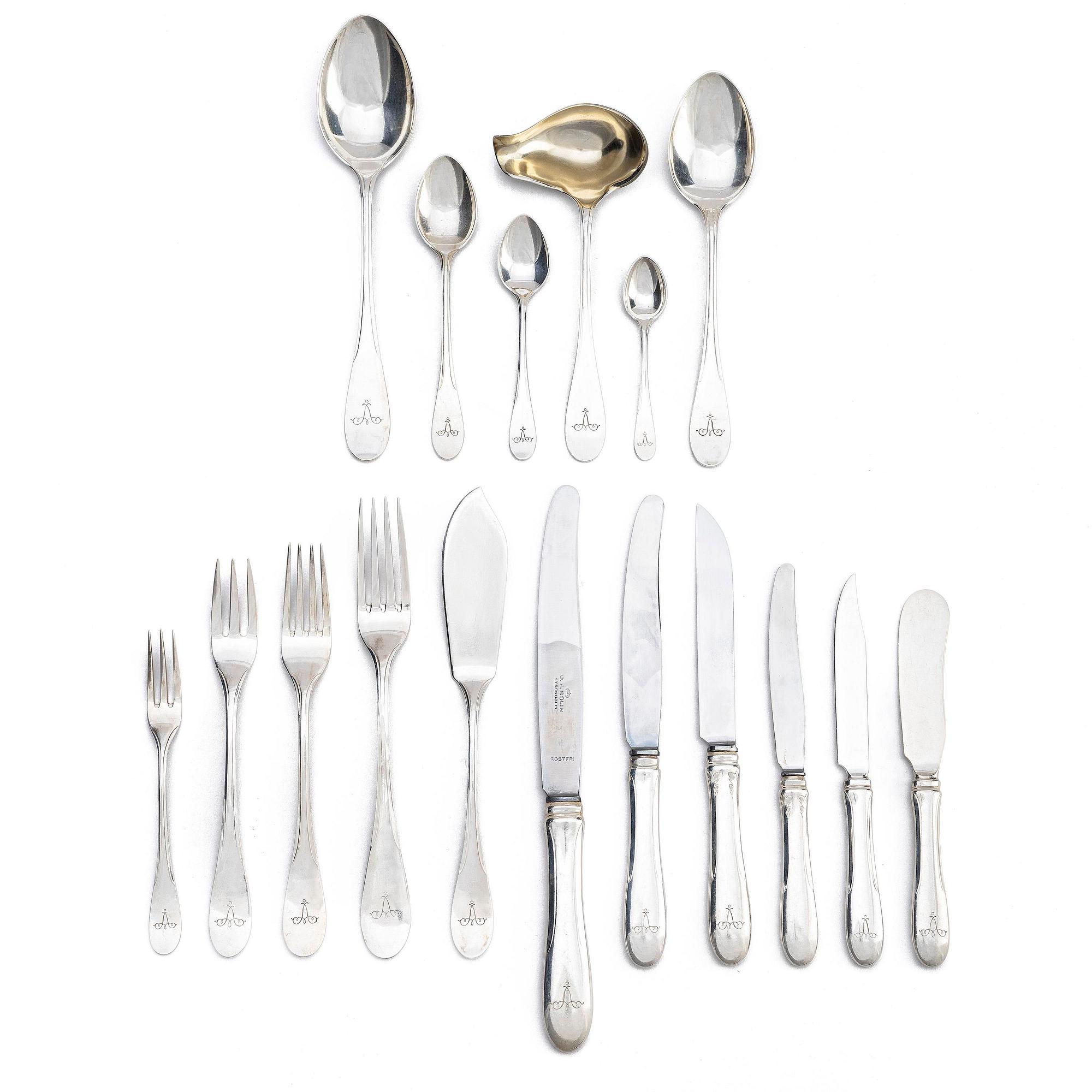 A silverware set, model 'I', 167 pieces, W.A. Bolin, Stockholm 1924-1944.