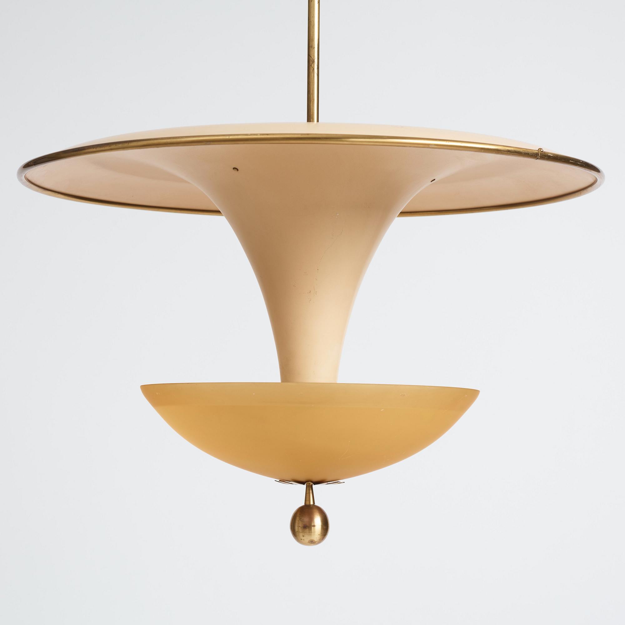 Bertil Brisborg, & Olle Elmgren, a pair of ceiling lamps, custom made, Nordiska Kompaniet 1940s.