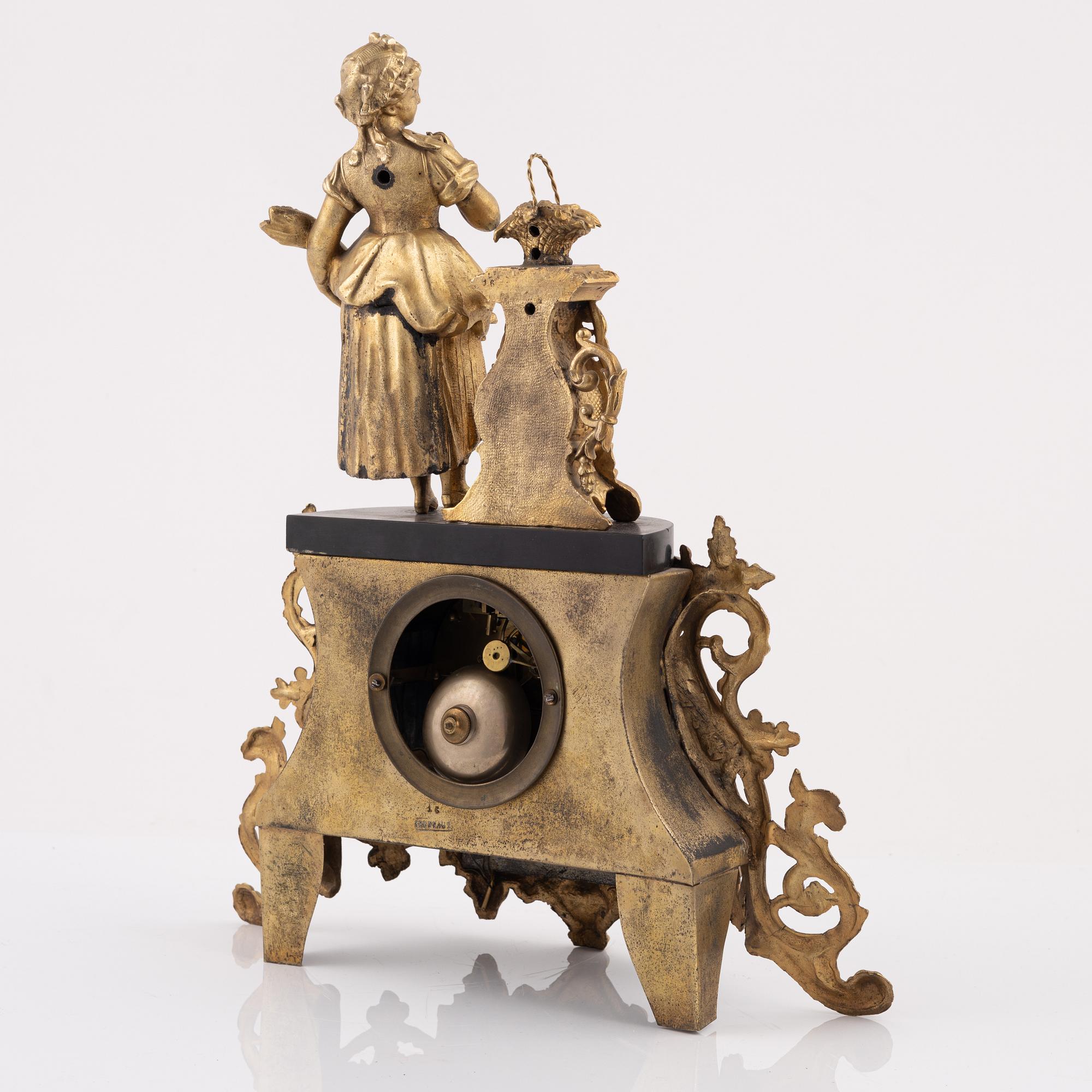 A Brunfaut mantle clock, France, late 19th Century.